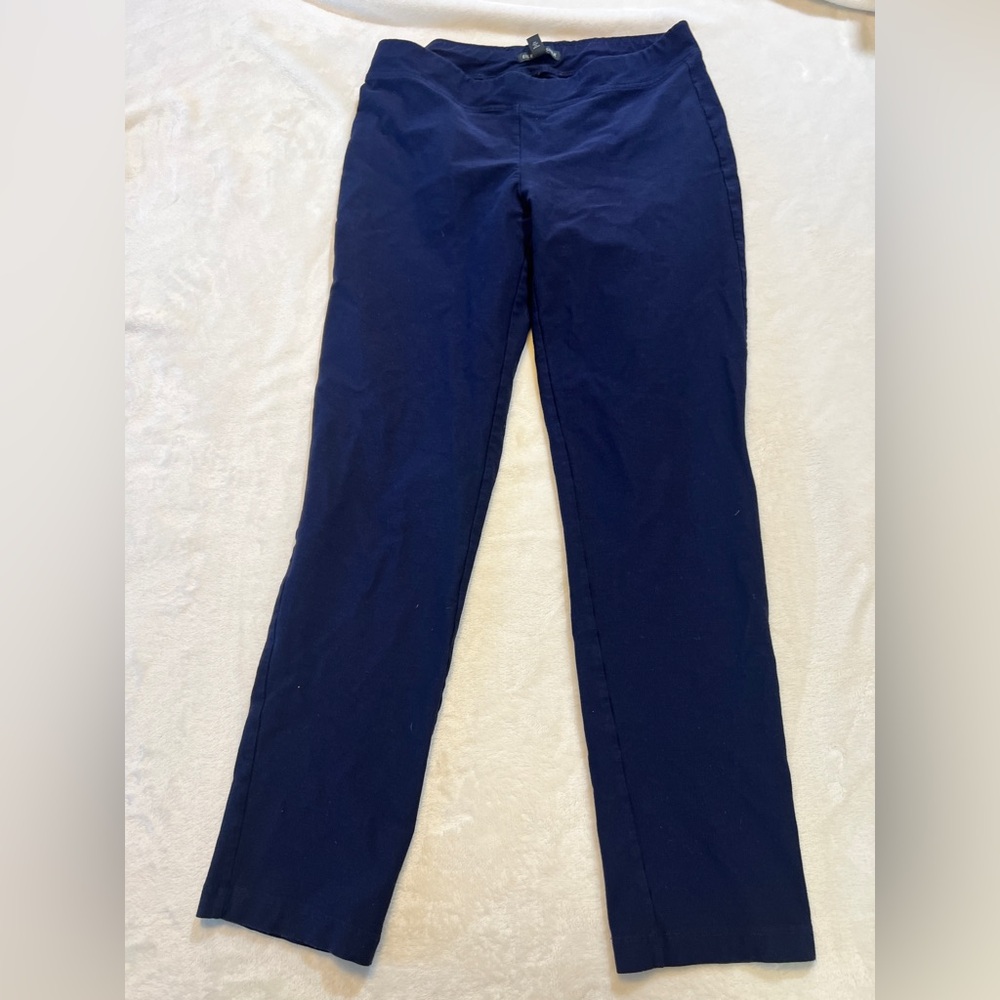 Eileen‎ Fisher Navy Blue Stretched Crepe Pull On Work Pants XS